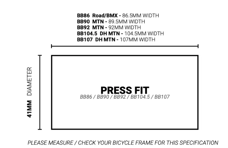 MOTOR PRESSFIT 41MM (CAJA BB86/90/92/DH 104.5/DH 107) PARA BIELAS EJE M30 (30/28mm)